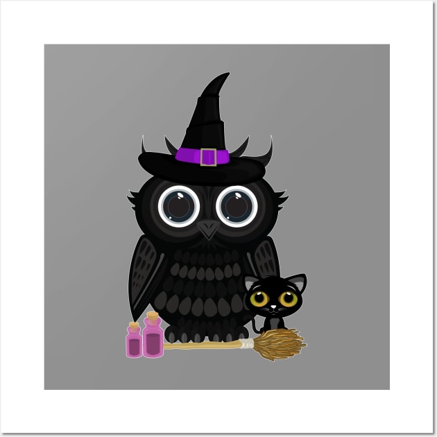 Black Owl Witch Wall Art by adamzworld